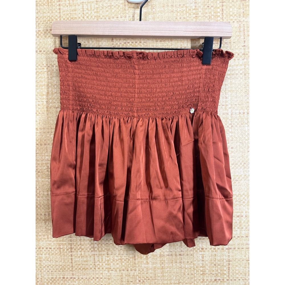 Natural Life Copper Rust Smocked Satin Short with Daisy Charm XS/S